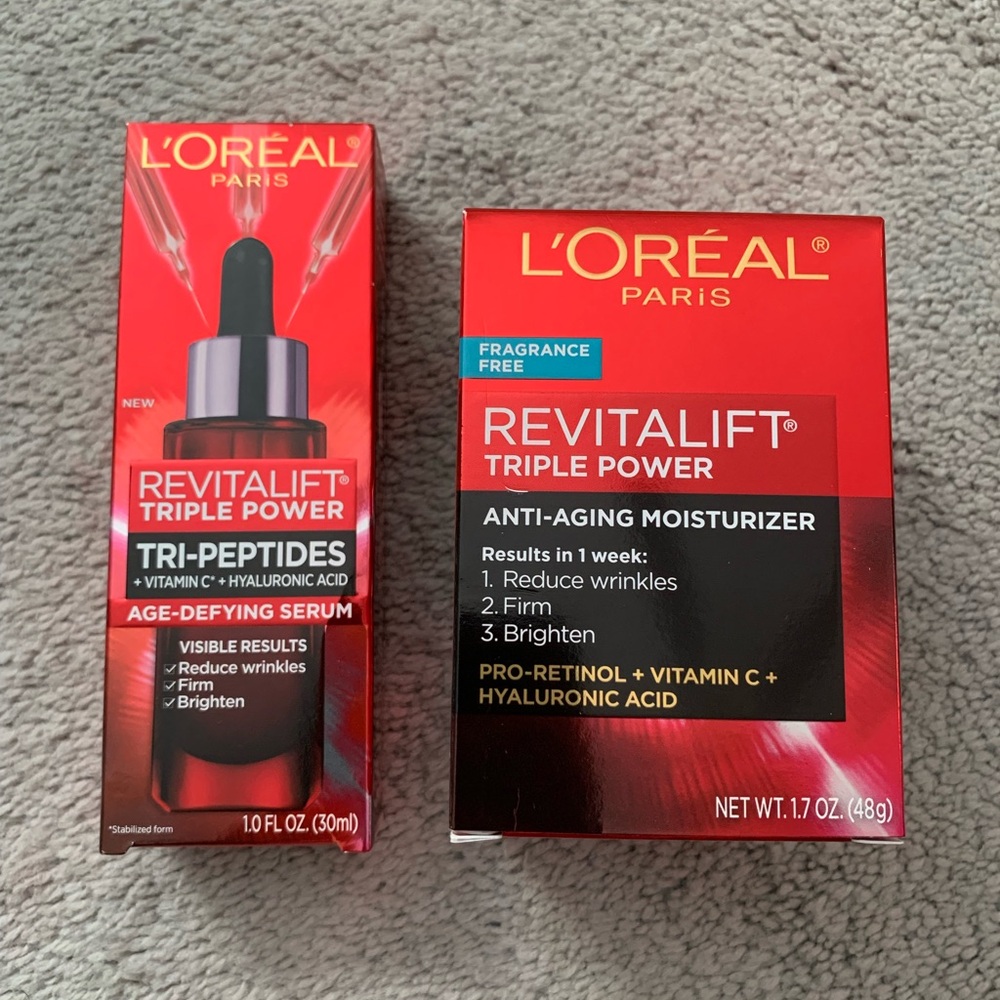 NEW L'Oreal Paris Revitalift Triple Power Anti-Aging Serum & Moisturizer Bundle